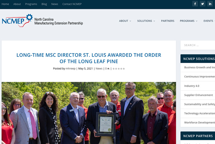 Long-time MSC director St. Louis awarded The Order of the Long Leaf Pine